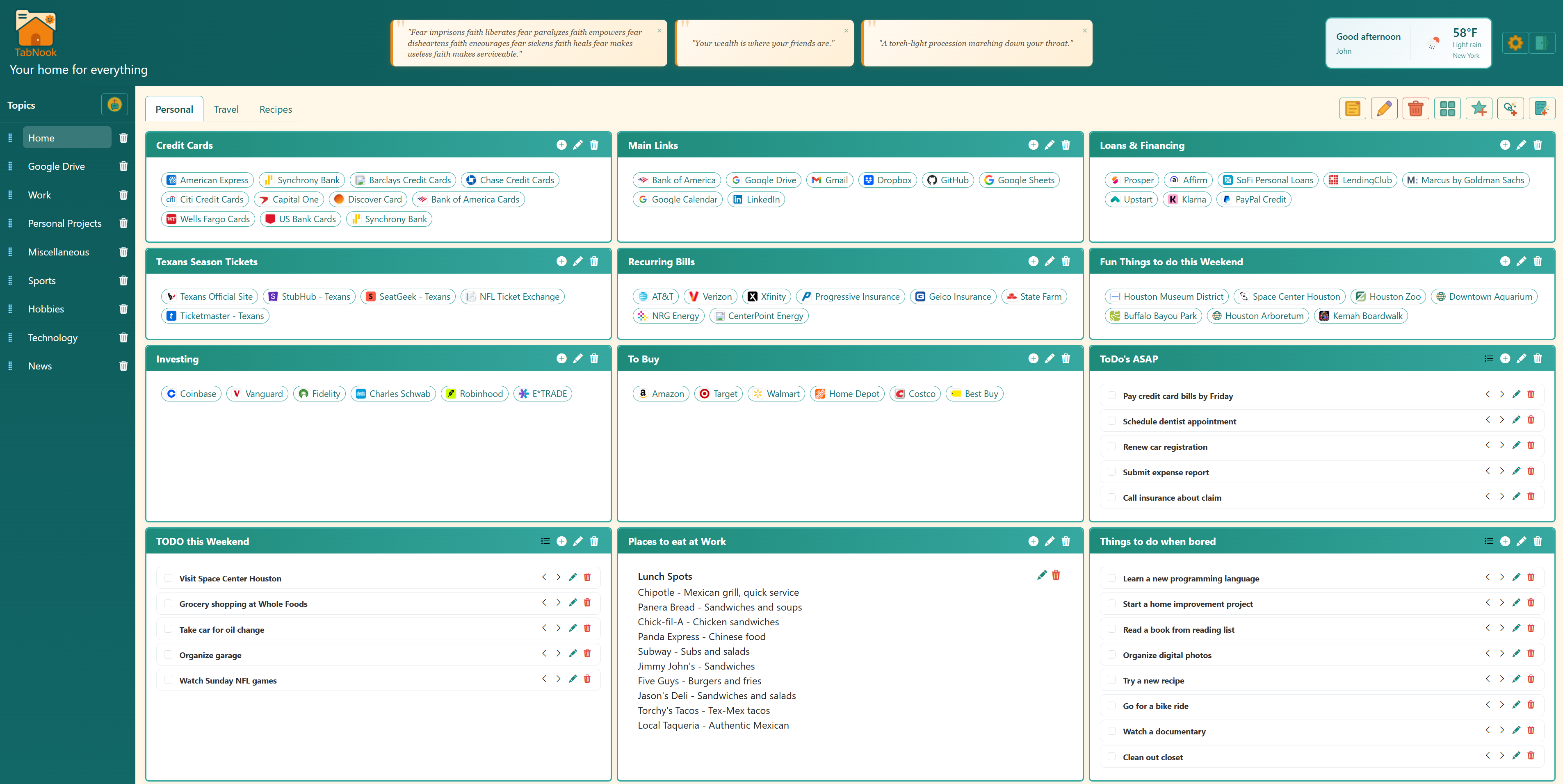 TabNook Dashboard Screenshot